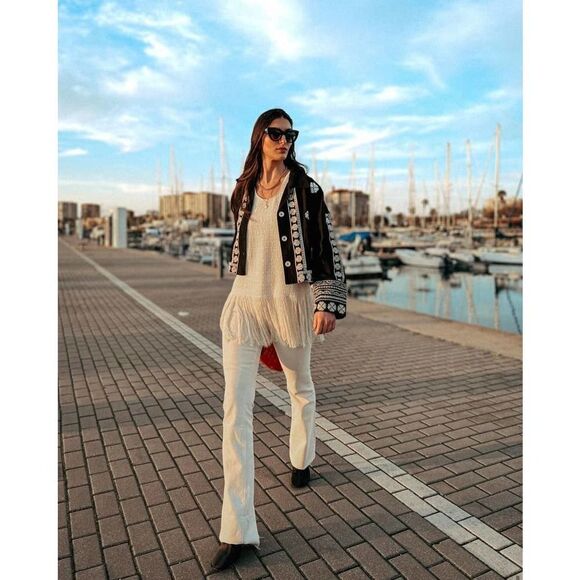 Fringe Textured Top New Light Beige - Picture 4 of 9